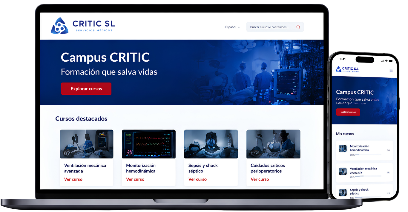 Entorno de formación en medicina crítica de Campus CRITIC